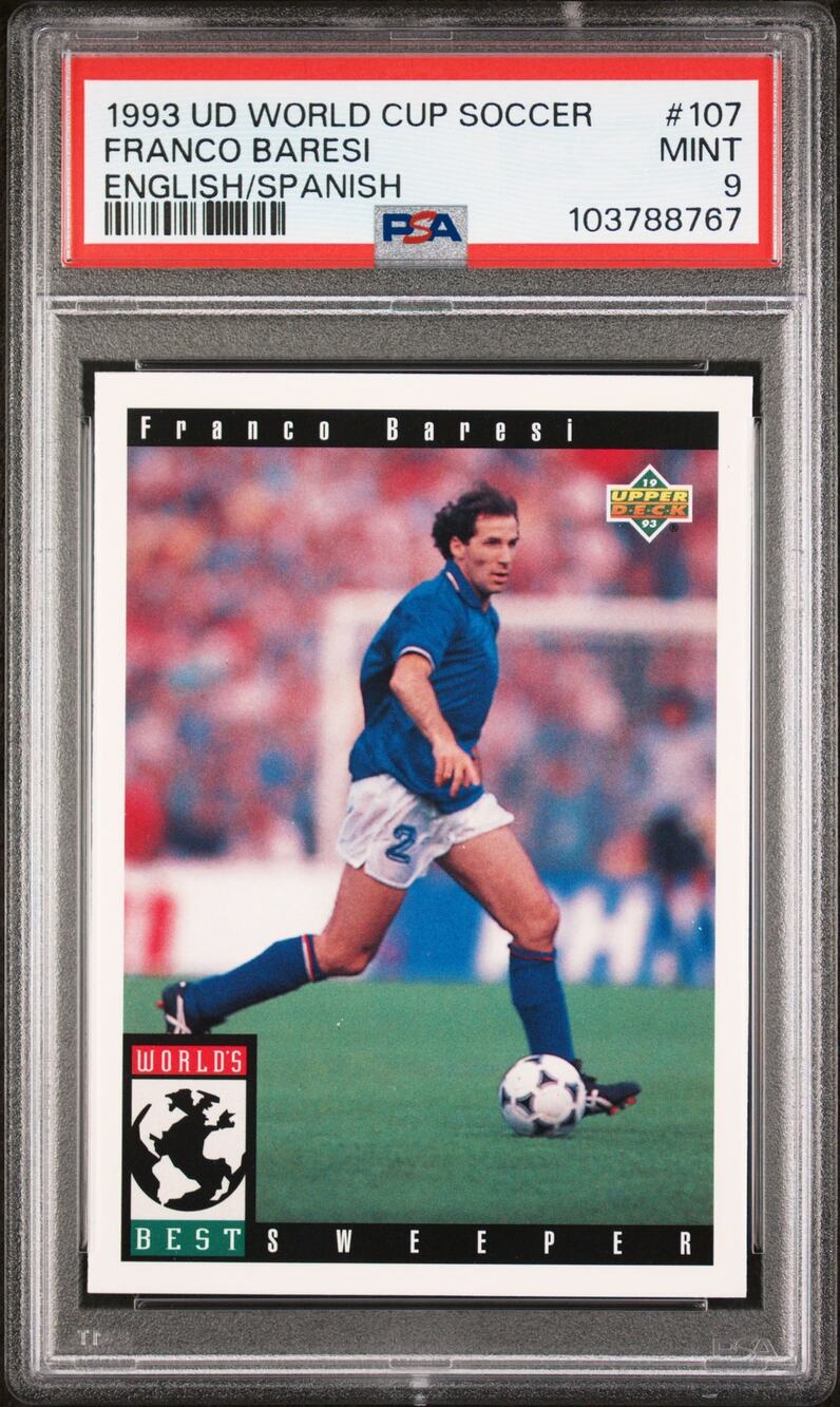1993 Upper Deck World Cup Soccer English/Spanish #107 Franco Baresi PSA 9 Italy